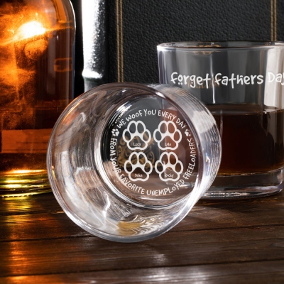 Personalized Dog Paws Wine Glass with Names, Men's 10oz Whiskey Old Fashioned Glass, Birthday/Father's Day Gift for Pet Lovers/Dad/Him/Husband