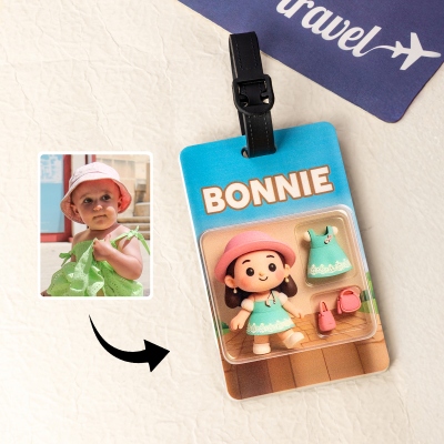 Personalized Name & Photo 3D Cartoon Character Luggage Tag, Custom Exclusive Character Travel Accessories, Gift for Travel Lovers/Family/Friends