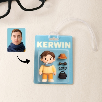 Custom Name Photo 3D Cartoon Character Tag, Custom Exclusive Character Nameplate Bag Charm, Travel Accessories, Gift for Travel Lovers/Family/Friends