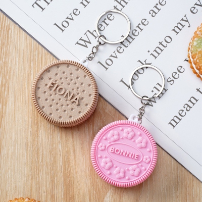 Personalized Cookie Keychain with Name, 3D Printed Biscuit Keyring, Bag Charm Backpack Accessory, Birthday Gift for Cookie Lovers/Family/Friends
