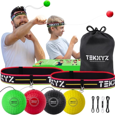 Boxing Reflex Ball Family Pack, 4 Different Styles Boxing Balls with Headband, Softer than Tennis Balls, Great for Reaction, Agility, Punching Speed, Fighting Techniques and Hand-Eye Coordination Training