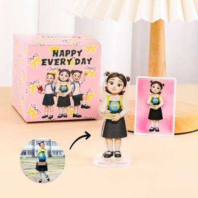 Personalized Cartoon Acrylic Ornament Blind Box with 4-6 Photos, Surprise Exchange Favor, Birthday/Anniversary Gift for Blind Box Lovers/Friends