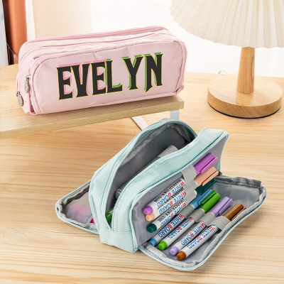 Custom Name Wicked-Inspired Pencil Case, Large Capacity Multi-compartment Pencil Pouch, School Supplies, Back to School/Birthday Gift for Kids/Teens