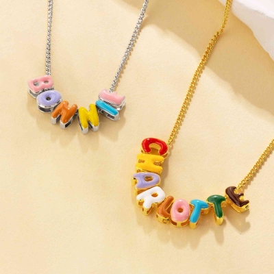 Personalized Enamel Bubble Name Necklace, 3D Multicolor Bubble Letters Pendant Necklace, Birthday/Christmas/Anniversary Gift for Women/Girls