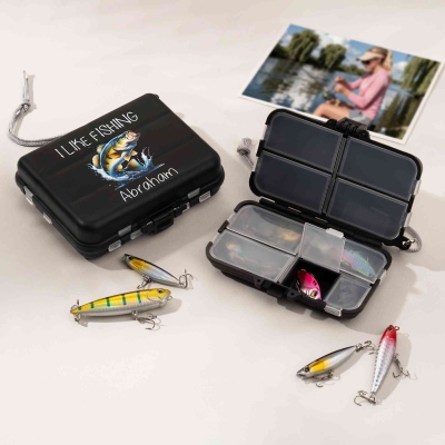 Personalized Name Metal Fishing Lures & Tool Box Set, Fishing Sort Box with Removable Dividers, Father's Day/Birthday Gift for Him/Dad/Fishing Lovers