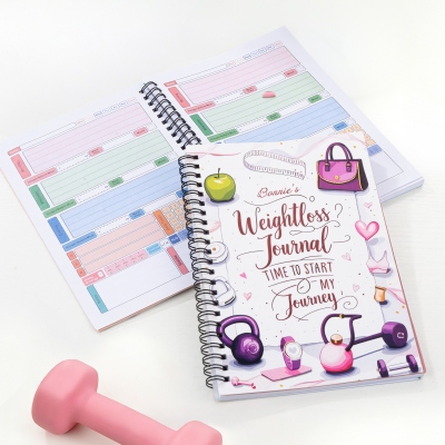 Personalized Inspirational Weight Loss Notebook with Name, A5 Spiral Exercise Progress Journal, Gym Planner Notebook, Gift for Fitness Lovers/Women