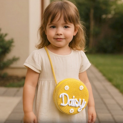 Personalized Name Daisy Straw Bag, Toddler Summer Crossbody Bag,  Flower Girl Favor, Gift for Girls/Daughter/Kids