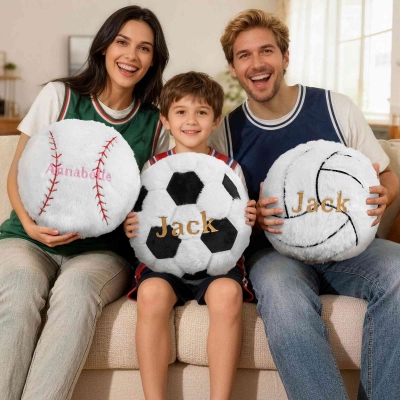 Personalized Name Baseball/Rugby/Soccer/Basketball Throw Pillow, Soft Ball-Themed Pillow, Home Decor, Housewarming Gift for Sport Enthusiasts/Friends