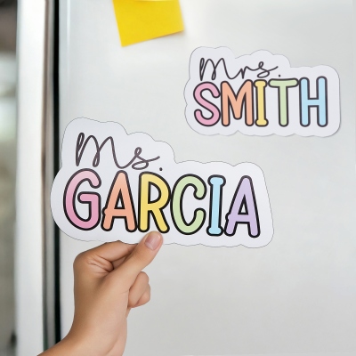 Personalized Name Teacher's Rainbow-colored Magnet, Classroom Whiteboard Magnet, End of Year/Appreciation/Back to School Gift for Teachers