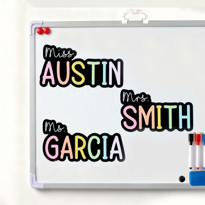 Custom Name Teacher's Rainbow-colored Magnet, Classroom Whiteboard Magnet, End of Year/Appreciation/Back to School Gift for Teachers