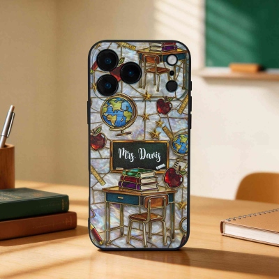 Personalized Teacher's School Theme Phone Case with Name, TPU Phone Case for iPhone, Back to School/Appreciation Gift for Teachers/Mentors/Educators