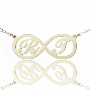 Two Initials Sterling Silver Infinity Symbol Necklace