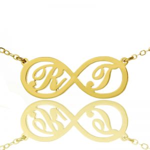 Infinity Necklace with Two Initial Gold Plated 925 Silver