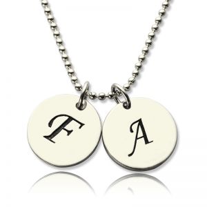 Personalized Initial Discs Necklace Silver