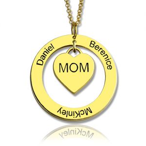 Circle Family Names Necklace For Mom Gold Plating