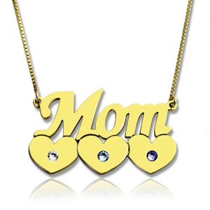 Mom's Necklace With Children Birthstone In Gold