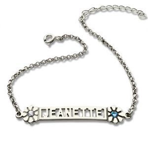 Personalized ID Birthstone Name Bracelet For Teens