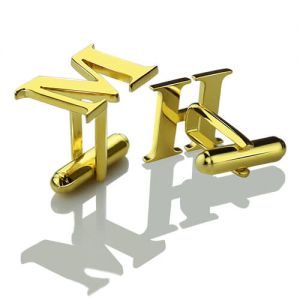 Valentine's Gifts for Him - Initial Cufflinks 18k Gold Plated