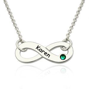 Women's Infinity Valentine's Birthstone Name Gifts Necklace