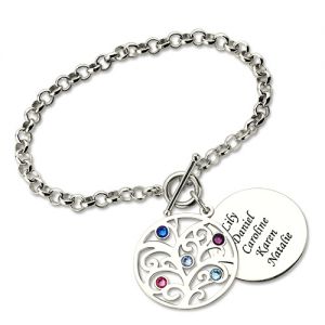 Mother's Present: Family Tree Birthstone Bracelet