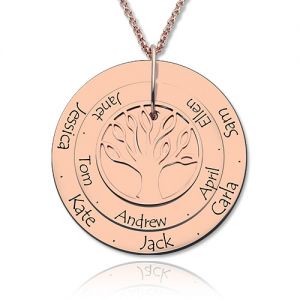 Disc Grandma & Family Tree Name Necklace Rose Gold