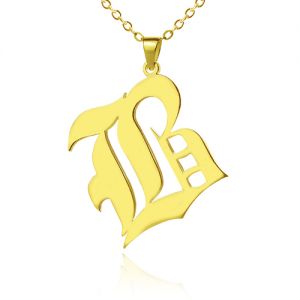 Custom Men's Initial Letter Charm Old English 18k Gold Plated