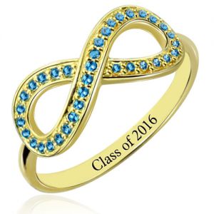Infinity Ring With Birthstones Graduation Jewelry In Gold