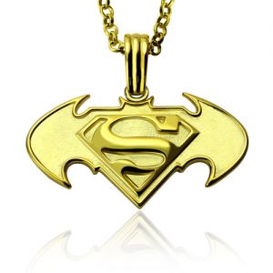 Custom Batman vs Superman Logo Necklace for Dad In Gold