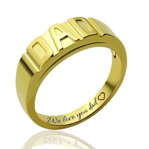 Personalized Men's DAD Ring Gold Plated Silver Engravable