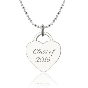 Engraved Heart Class Of… Graduate Name Necklace In Sterling Silver