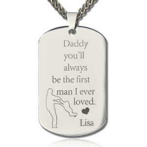Titanium Steel Father's Love Dog Tag Name Necklace