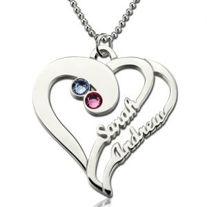 Two Heart Forever Memory Necklace with Birthstone