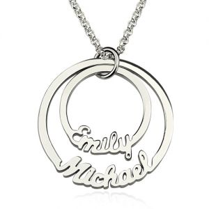 Two Circle of Life Double Name Necklace Sterling Silver