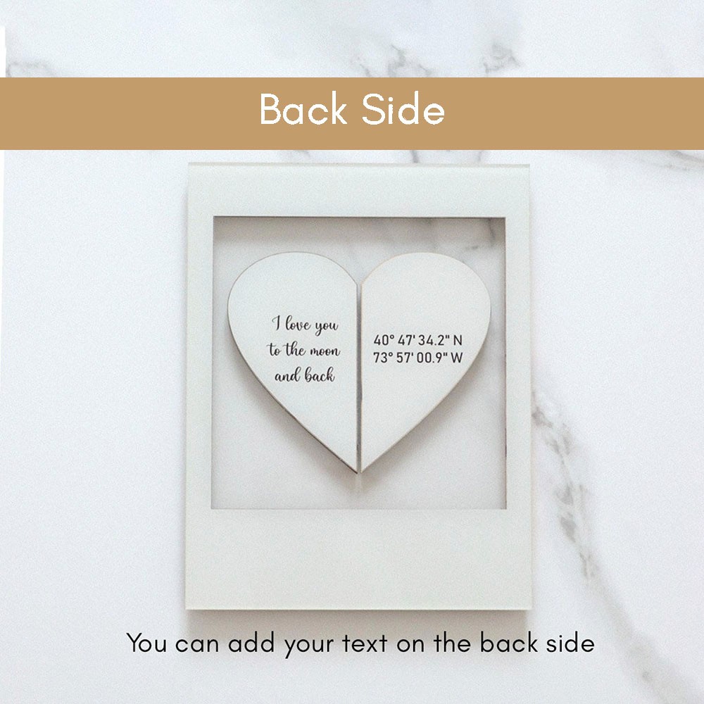 Personalized Couple Map Photo Frame, Map of Where We Met Frame, Wooden