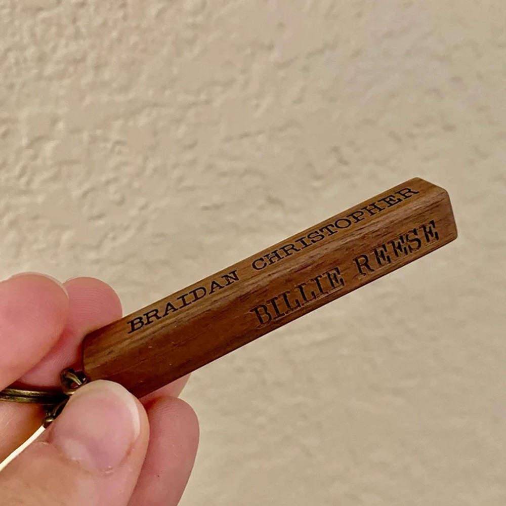 Custom 4 Sided Engraved Wood Bar Keychain, Custom 4 Sided Engraved Keychain for New Home Car, Gift for Mom Dad Grandpa Husband from Kids