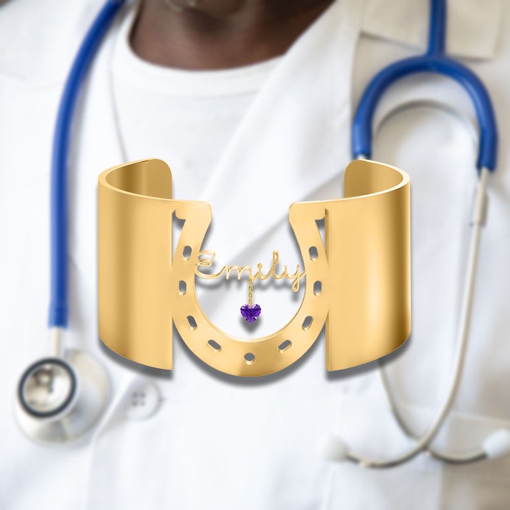 Personalized Horseshoe Stethoscope ID Tag, Name Stethoscope Id Ring