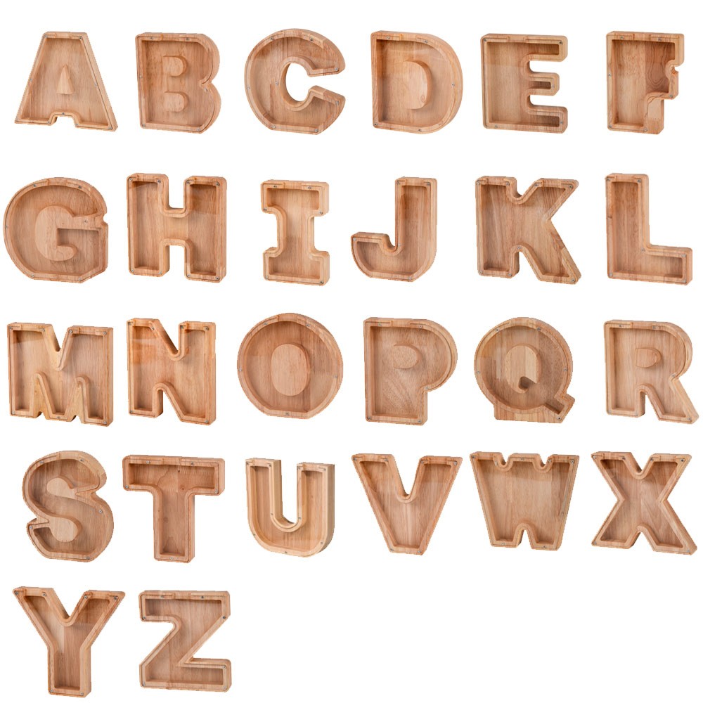 Tirelire En Bois Personnalisable Avec Lettre - Transparente, éducative Pour Enfants - Cadeau D'anniversaire Ou Décoration (Lettre A)