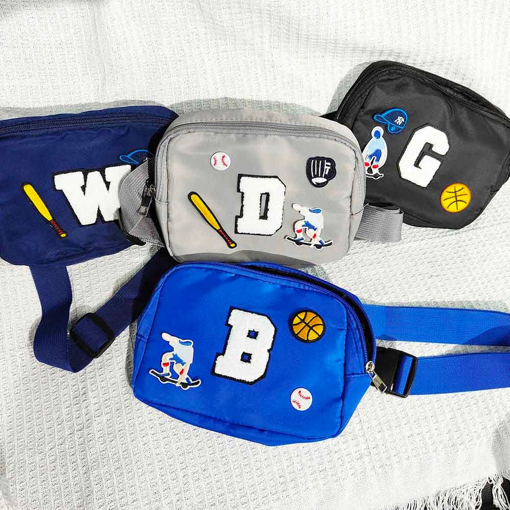 Personalized Fanny Pack for Boys | Custom Kids Belt Bag | Mini Skateboard & Basketball Crossbody Bag | Lemon Design Waist Bag