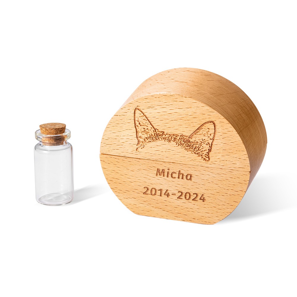 Personalised Wooden Pet Urn – Remembrance Box For Cat Ashes, UK Made