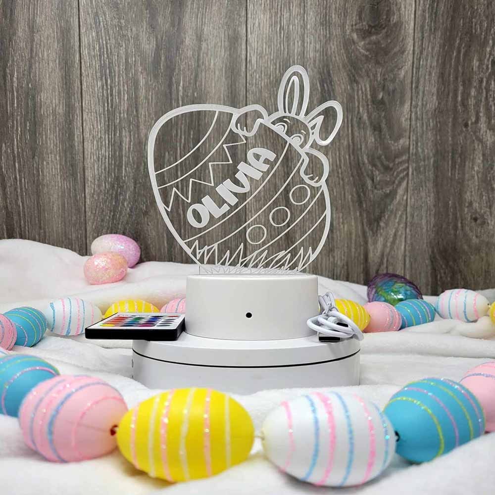 Personalized Easter Egg Night Light, Easter Bunny Egg Basket Stuffer, Easter LED Bedroom Decor, Kids Room Decor Night Light