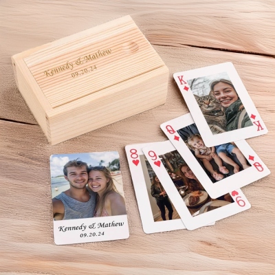 Custom Couples Photos Playing Cards, Personalized 54 Deck of Cards with Your Family or Pet Photo, Anniversary/Weddings/Birthday Gift for Women/Men