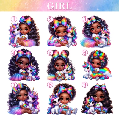 Personalized Black Children's Blanket, Colorful Unicorn Blanket, African American Birthday Gift, Back to School Gift, Christmas Gift for Kids