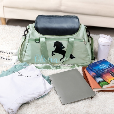 Personalized Horse Riding Bag for Women, Sports Equipment Bag, Girls Travel Duffel Bag, Horse Grooming Bag, Mountain Bicycle/Bike Accessories