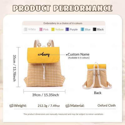 Personalized Embroidered Name Backpack Bag, Large Capacity Flap Book Bag with Drawstring, Travel Organizer, Back to School Gift for Students/Girls/Kids