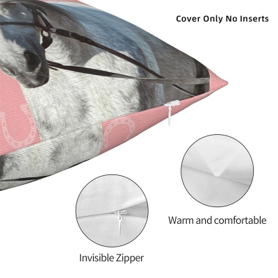 Personalized Name Horse Portrait Throw Pillow Cover, Pillowcase with Optional Insert, Home Decor, Birthday/Christmas Gift for Horse Lovers/Equestrians