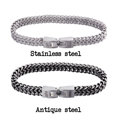 Bracelet personnalisé avec double nom gravé, bracelet à motif personnalisé pour homme, cadeau d'anniversaire/fête des pères/anniversaire de mariage pour couples/mari/amis