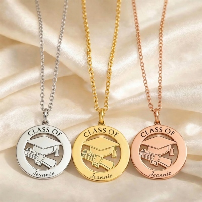Personalized Name Graduation Cap Necklace, Dainty Sterling Silver 925 High School/College Graduation Jewelry, Celebration/Memorial Gift for Graduates