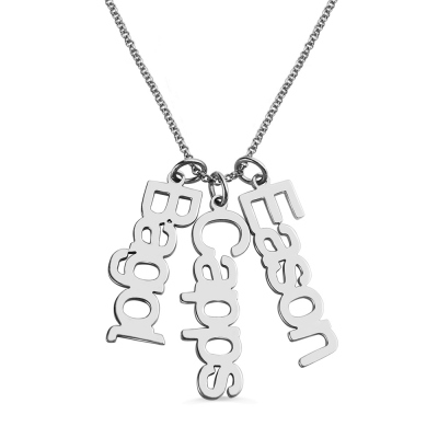 Customized Vertical Multi Names Necklace Sterling Silver