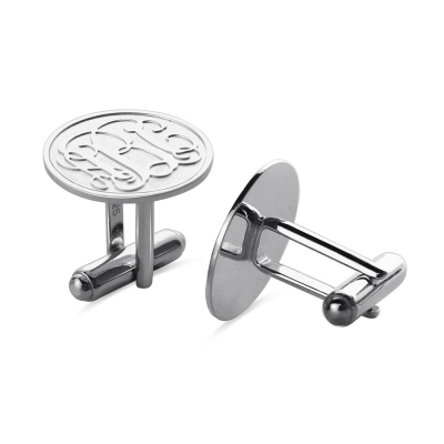 Engraved Cufflinks with Monogram Sterling Silver