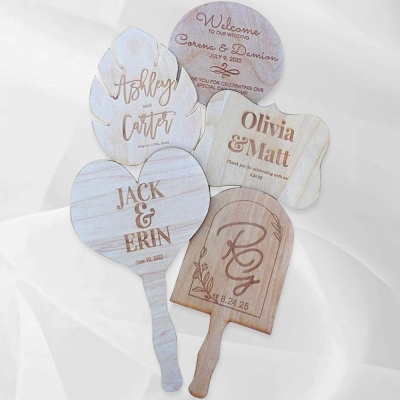 Custom Wooden Hand Favor Fans for Guests, Outdoor Ceremony Fan Wedding Decorations, Wedding/Event Engraved Gift